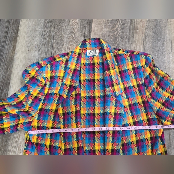 Womens Vintage Rainbow Houndstooth Blazer 80s Star City Clothing Co Sz 12 - Picture 5 of 6